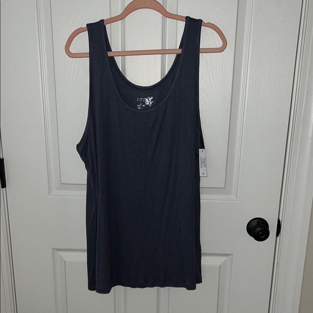 Women's Navy Ribbed Tank Top